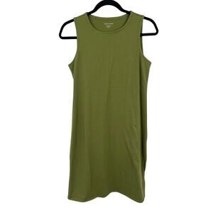Eileen Fisher dress Tank side slit stretch jersey green PP Petite X-Small PXS